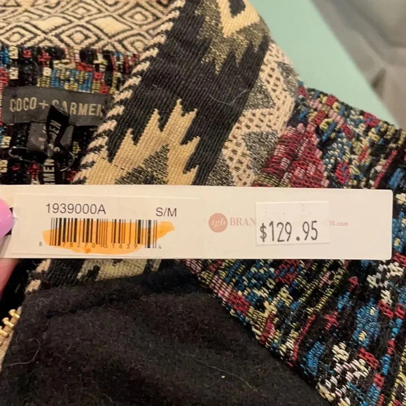 Coco + Carmen Ceretti full zip wool jacket Black Tapestry print NWT Size S/M - Picture 13 of 15